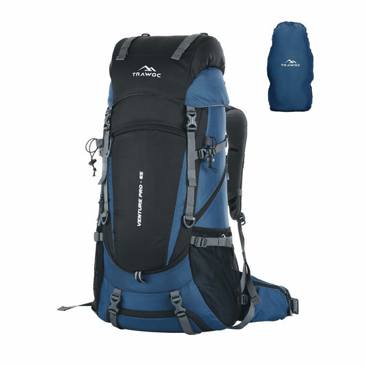 Venture Pro 65 L Travel Backpack with Rain Cover & with Laptop Compartment- Englishblue