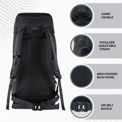 IGNITE 50 L travel Bag Front & Top Open Backpack with Rain Cover and Shoe Compartments-Black