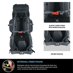 Peakpro 75 L Backpack featuring with Laptop Compartment & with Shoe Compartment – Grey