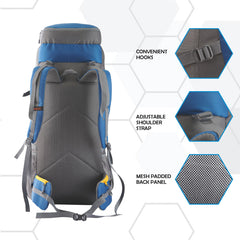 Omega 60 L Backpack with Lightweight Build & with Ergonomic Shoulder Strap -Blue