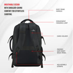 TPB02 - 25L Laptop Backpack with USB Charging Port for Men & Women-Black