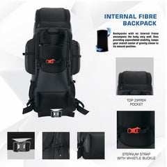 EXPEDITION 80L Rucksack with shoe compartment & Rain Cover - Black