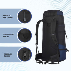 ALPINE 55L Travel Backpack Front & Top Loading Bag for Men & Women -blue