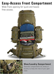 Thunderstorm 90L Rucksack for Men & Women with Shoe Compartment & Water-Resistant Fabric - Olivegreen