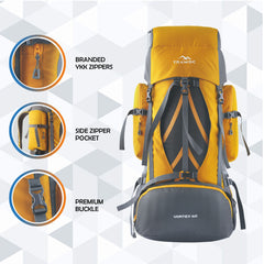 Vortex 60 L Travel Backpack with Laptop Compartment & Durable Zippers - Yellow