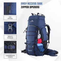 Triumph X 75 L Travel Backpack for Men & Women with Spacious Main Section & Shoe Compartment NavyBlue