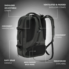 TPB01- 45L Laptop Bag with Anti-Theft Lock, Expandable Storage, USB Charging, Suitcase-Style Opening - Grey