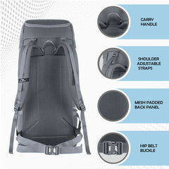 IGNITE 50 L travel Bag Front & Top Open Backpack with Rain Cover and Shoe Compartments-grey