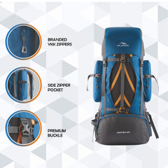 Vortex 60 L Travel Backpack with Laptop Compartment & Durable Zippers - Englishblue