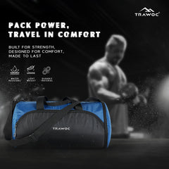 TMPB02 - 30L Gym, Sports & Travel Duffle , Unisex Duffel Bag with Shoe Compartment - EnglishBlue