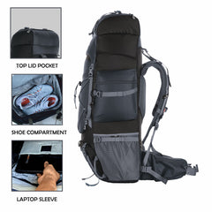 Peakpro 75 L Backpack featuring with Laptop Compartment & with Shoe Compartment – Grey