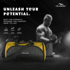 TMPB02 - 30L Gym, Sports & Travel Duffle , Unisex Duffel Bag with Shoe Compartment - Yellow