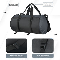 TMPB02 - 30L Gym, Sports & Travel Duffle , Unisex Duffel Bag with Shoe Compartment - Grey