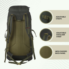 ALPINE 55L Travel Backpack Front & Top Loading Bag for Men & Women -Olivegreen