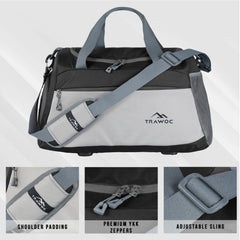 TMPB01 - 40L Duffle Bag, Travel Weekender Bag for men & women with Shoe Compartment, Water-Resistant - Black