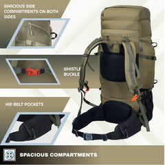 Armor Pro 60L Backpack for Men & Women with Water-Resistant Fabric -Olivegreen(clearance sale)