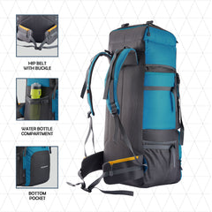 Stonex 60 L Backpack with Ergonomic Shoulder Straps & Lightweight Build, for men & women - skyblue