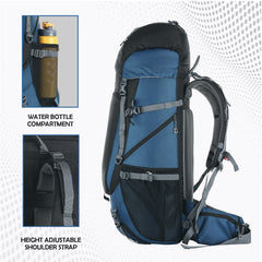 Venture Pro 65 L Travel Backpack with Rain Cover & with Laptop Compartment- Englishblue
