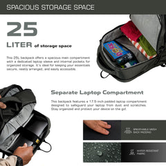 TPB02 - 25L Laptop Backpack with USB Charging Port for Men & Women-Uniform green