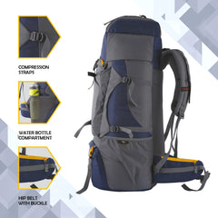 Aerolink 60 L Backpack with Lightweight Build & Water-Resistant Fabric –Grey(clearance sale)