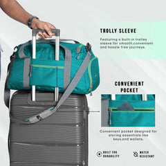 TMPB01 - 40L Duffle Bag, Travel Weekender Bag for men & women with Shoe Compartment, Water-Resistant -Shamrock