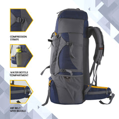 Aerolink 60 L Backpack with Lightweight Build & Water-Resistant Fabric - Grey