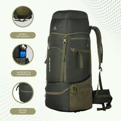 ALPINE 55L Travel Backpack Front & Top Loading Bag for Men & Women -Olivegreen