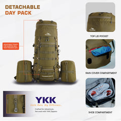 Thunderstorm 90L Rucksack for Men & Women with Shoe Compartment & Water-Resistant Fabric - Olivegreen