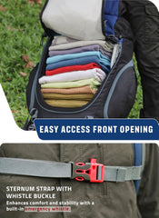 Valor Max 75 L Backpack with Ergonomic Shoulder Straps & Shoe Compartment - Navy Blue