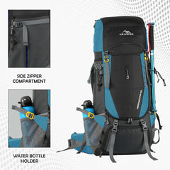 Terrabound 60 L Rucksack featuring Shoe Compartment & Durable Zippers – EnglishBlue