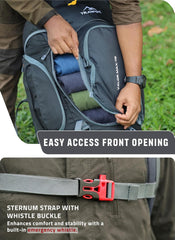 Valor Max 75 L Backpack with Ergonomic Shoulder Straps & Shoe Compartment-Grey