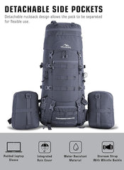 Thunderstorm 90L Rucksack for Men & Women with Shoe Compartment & Water-Resistant Fabric - Grey