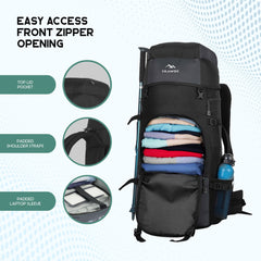 ALPINE 55L Travel Backpack Front & Top Loading  Bag for Men & Women -Grey