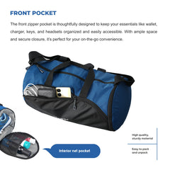 TMPB02 - 30L Gym, Sports & Travel Duffle , Unisex Duffel Bag with Shoe Compartment - EnglishBlue