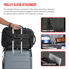 TPB01- 45L Laptop Bag with Anti-Theft Lock, Expandable Storage, USB Charging, Suitcase-Style Opening - Black