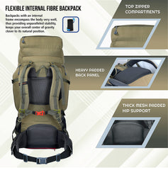 Armor Pro 60L Backpack for Men & Women with Water-Resistant Fabric -Olivegreen(clearance sale)