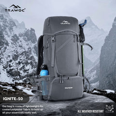IGNITE 50 L travel Bag Front & Top Open Backpack with Rain Cover and Shoe Compartments-grey