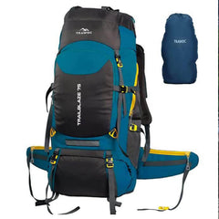 Trailblaze 75 L Trekking Bag with Rain Cover & Durable Zippers-EnglishBlue (Clearance Sale)