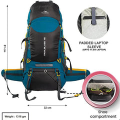 Trailblaze 75 L Trekking Bag with Rain Cover & Durable Zippers-EnglishBlue (Clearance Sale)