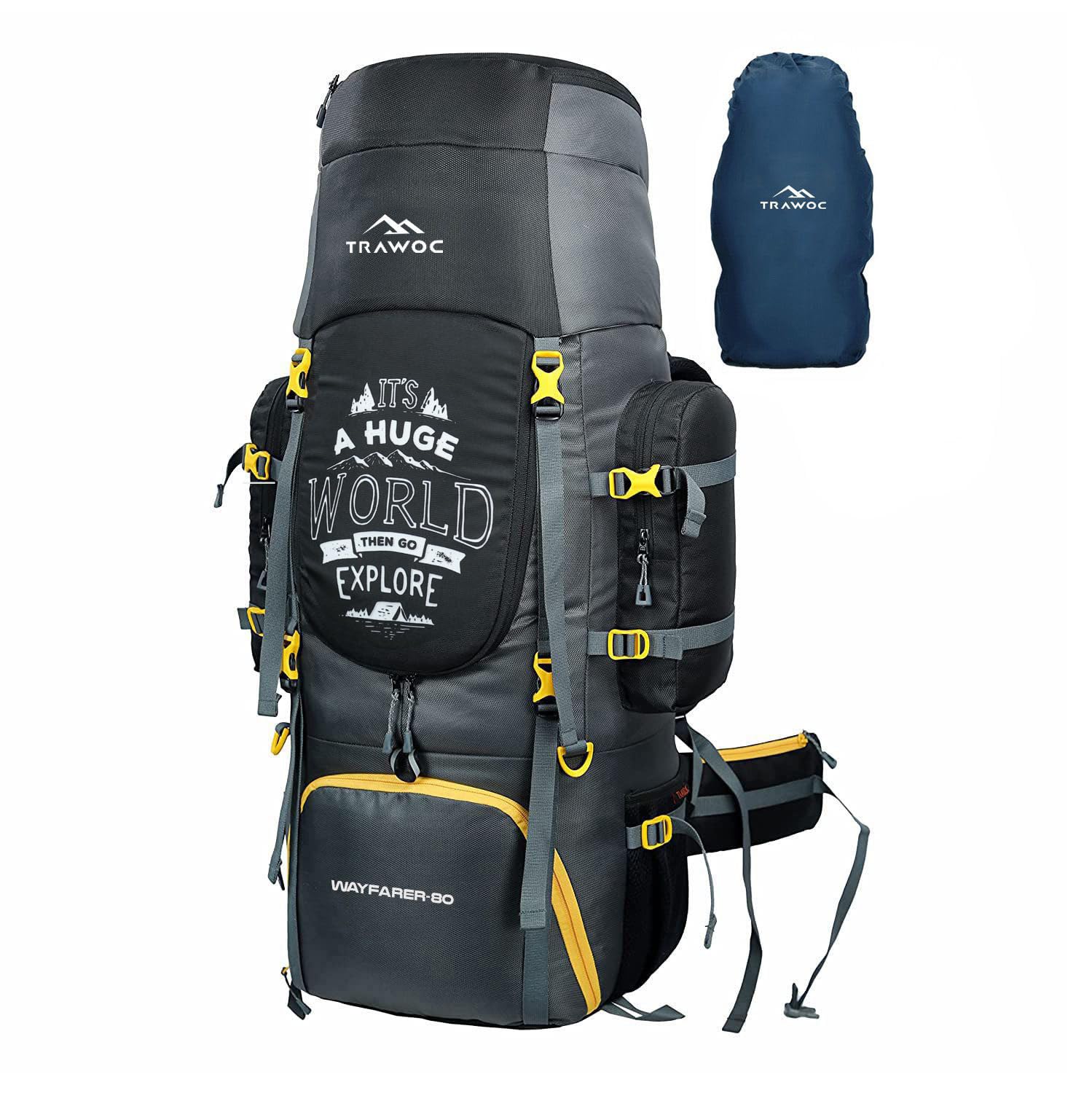 Trawoc Camping Backpack (80Ltr)  With Shoe Compartment & Rain