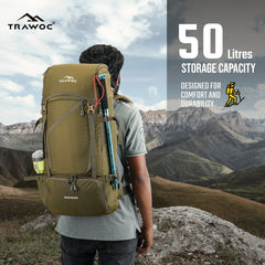 IGNITE 50 L travel Bag Front & Top Open Backpack with Rain Cover and Shoe Compartments-yellow