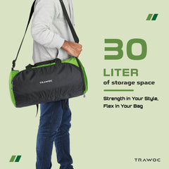 TMPB02 - 30L Gym, Sports & Travel Duffle , Unisex Duffel Bag with Shoe Compartment - Green