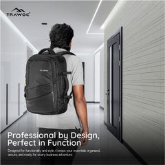 TPB02 - 25L Laptop Backpack with USB Charging Port for Men & Women - Black