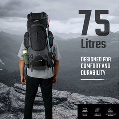 Peakpro 75 L Backpack featuring Laptop Compartment & with Shoe Compartment – Black