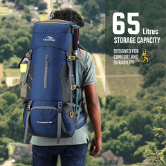 Flyspeck 65 L Travel Backpack with Lightweight Build & with Multi-Pocket Design – NavyBlue