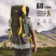 Terrabound 60 L Rucksack featuring Shoe Compartment & Durable Zippers – Yellow