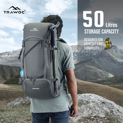 IGNITE 50 L travel Bag Front & Top Open Backpack with Rain Cover and Shoe Compartments-grey