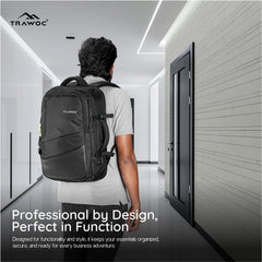 TPB02 - 25L Laptop Backpack with USB Charging Port for Men & Women-Black