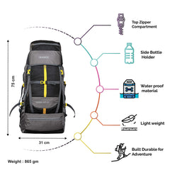 EMBER 60 L Travel Backpack Hiking Trekking Bag for Men & Women-Black(clearance sale)