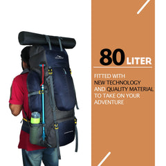 EXPEDITION 80L Rucksack with shoe compartment & Rain Cover - Navyblue (Clearance Sale)